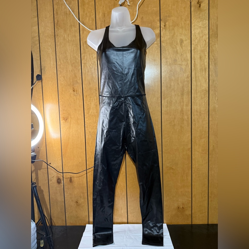 Black Leather jumpsuit Mono b NWT - Picture 1 of 3